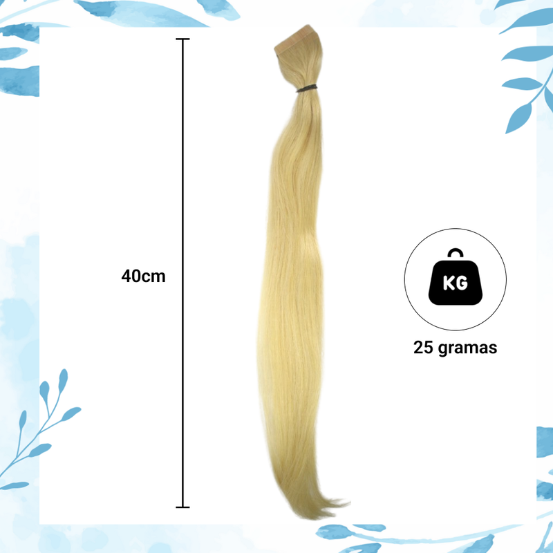 Mega Hair Fita Cabelo Humano 40cm Loiro Claro 10 mechas