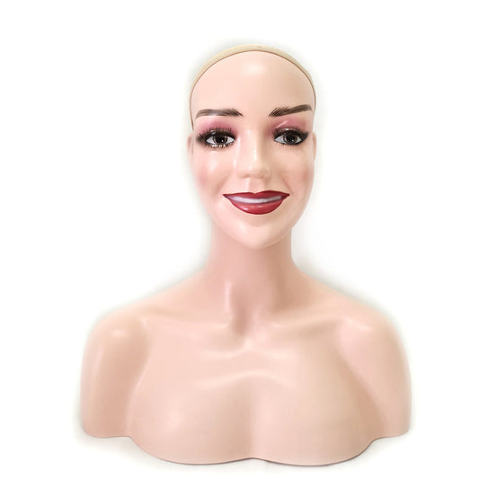 Cabeça de Boneca para Expor com ombro peruca Sorrindo