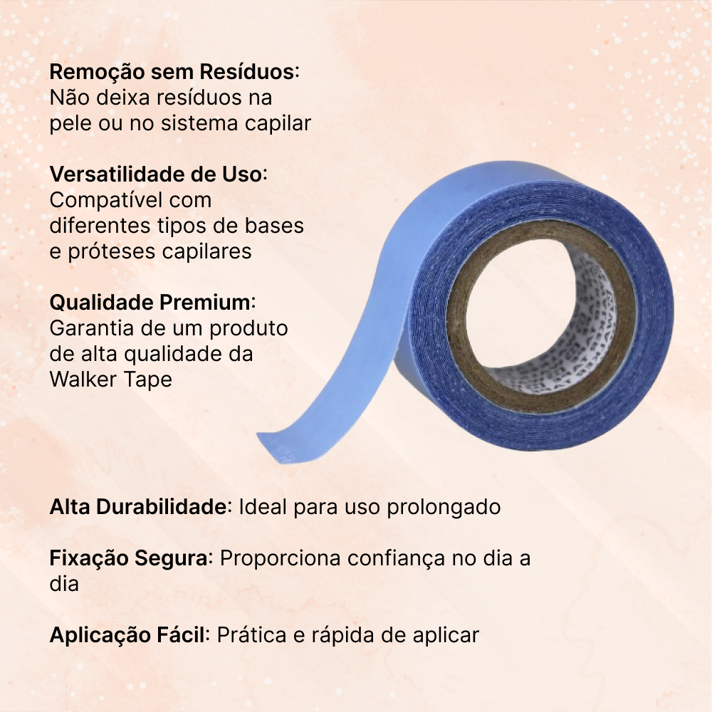 Fita Azul Lace Front para prótese capilar 1,9cm x 32,90m Walker tape